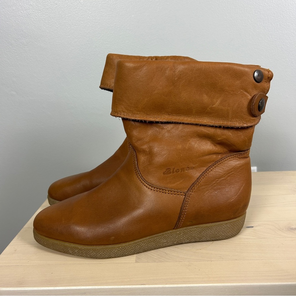 BLONDO Vintage Leather Winter Boots Size 7 Shearling Lined Waterproof Tan‎ Brown
